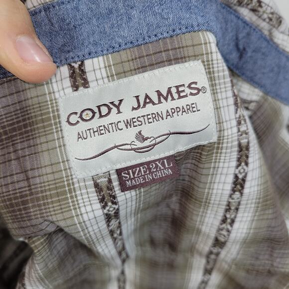 Cody James Shirt Mens Size XXL Brown Long Sleeve Pearl Snap Brown Plaid Western - Picture 8 of 16